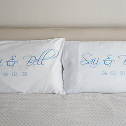 ปลอกหมอนหนุนคู่ สีขาว Name 05 - Dark Blue