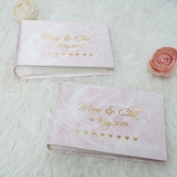 อัลบั้มสั่งทำใส่ชื่อ ลายหินอ่อนสีชมพู - Pink Marble - Gold