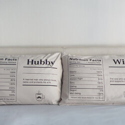 ปลอกหมอนคู่ สีเบจ ลาย Nutrition - Hubby Wifey