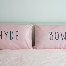 ปลอกหมอนหนุนคู่ สีชมพู ลาย Name - 12