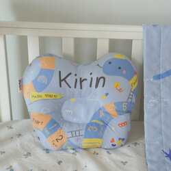 หมอนเด็ก หมอนหลุม Baby Pillow สั่งทำใส่ชื่อ ลาย Snake & Ladder - Blue
