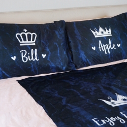 ปลอกหมอนหนุนคู่ลายหินอ่อนสีกรม ลาย King & Queen