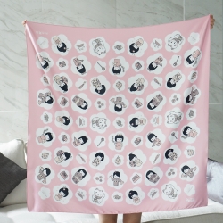 ผ้าพันคอสั่งทำใส่ชื่อ ลาย Japanese Dolls - Pink