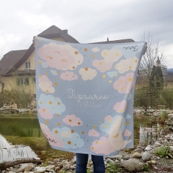 ผ้าพันคอ ลาย Moon -Grey สั่งทำใส่ชื่อ