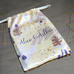 ถุงผ้าซาติน ไซส์ L สั่งทำใส่ชื่อ ลาย Paintbrush - Yellow