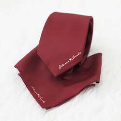 เนคไท สั่งทำใส่ชื่อ ขนาด 3" + ผ้าเช็ดหน้า - Minimal - Red