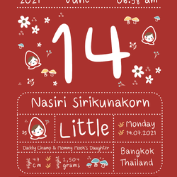 ผ้าห่มเด็ก ใส่ประวัติแรกเกิด ลาย Chinese Calendar - Little Red Riding Hood - Red