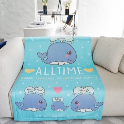 ผ้าห่ม สั่งทำใส่ชื่อ ลายวาฬ / Whale - Turquoise ไซส์ใหญ่ 100x150cm
