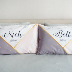 ปลอกหมอนหนุนคู่ พิมพ์ลายเต็มผืน ลาย Marble Triangle