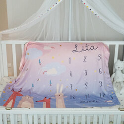 ผ้าห่ม Milestone ลาย Woodland - Blue Pink