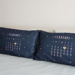 ปลอกหมอนหนุนคู่ พิมพ์ลายเต็มผืน ลาย Calendar 2019 - Navy
