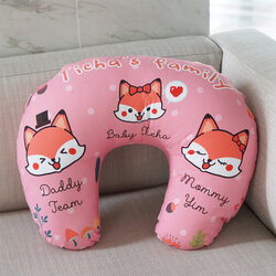 หมอนรองให้นม สั่งทำใส่ชื่อ ลาย Fox - Pink