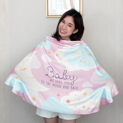 ผ้าคลุมให้นม (รุ่นมีกระดุม ถอดโครงได้) พร้อมส่ง ลาย Moon - Pink