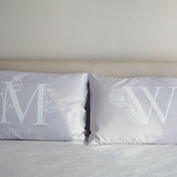 ปลอกหมอนหนุนคู่ พิมพ์ลายเต็มผืน Botanical - Grey