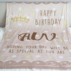 ผ้าห่ม สั่งทำใส่ชื่อ ลาย Prince - Beige