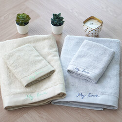 ผ้าขนหนูพร้อมส่ง/ปักชื่อ รุ่น My Love