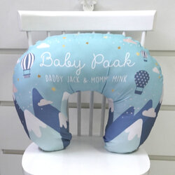 หมอนรองให้นม สั่งทำใส่ชื่อ ลาย Mountain - Turquoise