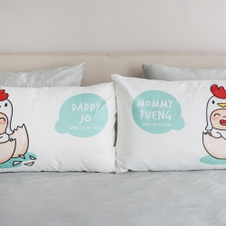 ปลอกหมอนหนุนคู่ สีขาว กุ๊กไก่ - Kookkai