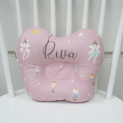 หมอนเด็ก หมอนหลุม Baby Pillow สั่งทำใส่ชื่อ ลาย Sugar Plum Fairy & Nutcracker - Pink