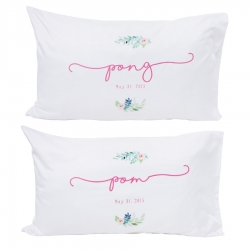ปลอกหมอนหนุนคู่ ลายดอกไม้สีชมพู