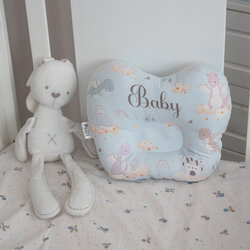 หมอนหลุม Baby Pillow แบบพร้อมส่ง ลายมังกร สีฟ้า - Dragon - Blue