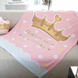 ผ้าห่ม ใส่ชื่อ ลายเจ้าหญิง สีชมพู ไซส์ใหญ่ 100x150cm