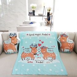 ผ้าห่มเด็ก ใส่ประวัติแรกเกิดลายกวางคู่ สีมิ้นต์ / Couple Deer - Mint