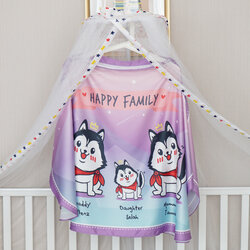 ผ้าคลุมให้นม สั่งทำใส่ชือ ลาย Siberian Husky - Gradient