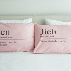 ปลอกหมอนหนุนคู่ สีชมพู ลาย Dictionary