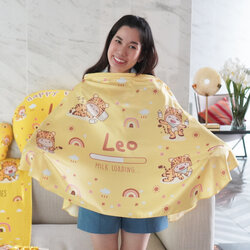 ผ้าคลุมให้นม 3in1 (รุ่นมีกระดุม ถอดโครงได้) แบบสั่งทำใส่ชื่อ ลาย Baby Tiger - Yellow