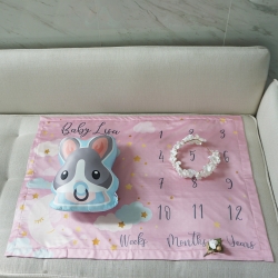 ผ้าห่มเด็ก Milestone ลาย Moon - Pink