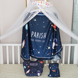 ชุดของขวัญเด็กแรกเกิด BP3 หมอนหลุม + ผ้าคลุมให้นม ลาย Space - Navy