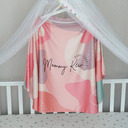ผ้าคลุมให้นม สั่งทำใส่ชือ ลาย Curve - Peach