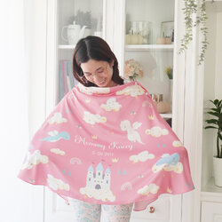 ผ้าคลุมให้นม 3in1 (รุ่นมีกระดุม ถอดโครงได้) แบบสั่งทำใส่ชื่อ ลาย Dragon - Pink