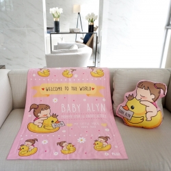 ผ้าห่มเด็ก สั่งทำใส่ชื่อ ลาย Ducky and Baby Girl - Pink