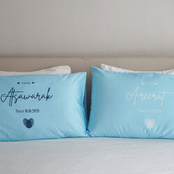 ปลอกหมอนหนุนคู่ พิมพ์ลายเต็มผืน Fingerprint - Blue