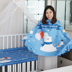 ชุดของขวัญเด็กแรกเกิด ผ้าคลุมให้นม + ผ้าห่มขนาด 75x100cm ลาย Polar Bear - Dark Blue