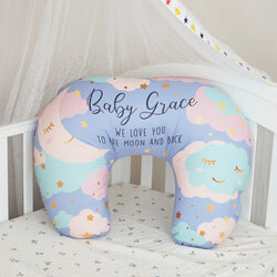 หมอนรองให้นม สั่งทำใส่ชื่อ ลาย Moon - Lavender