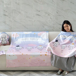 ชุดของขวัญเด็กแรกเกิด ผ้าคลุมให้นม + ผ้าห่มขนาด 100x150cm + หมอนอิง 1 ใบ ลาย Elephant - Blue Pink