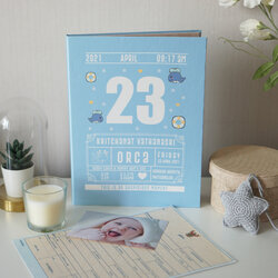 แฟ้มทะเบียนสมรส/สูติบัตร สั่งทำใส่ข้อความ ลาย Chinese Calendar - Whale - Blue