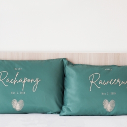 ปลอกหมอนหนุนคู่ พิมพ์ลายเต็มผืน Fingerprint - Dark Green