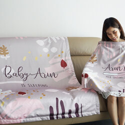 ชุดของขวัญเด็กแรกเกิด ผ้าคลุมให้นม + ผ้าห่มขนาด 100x150cm ลาย Paint Brush - Taupe