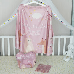 ชุดของขวัญเด็กแรกเกิด BP3 หมอนหลุม + ผ้าคลุมให้นม ลาย Woodland - Pink