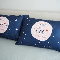 ปลอกหมอนหนุนคู่ พิมพ์ลายเต็มผืน Water Colour dot 2 - Navy