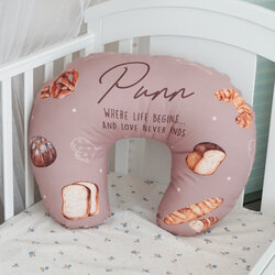 หมอนรองให้นม สั่งทำใส่ชื่อ ลาย Bread - Brown