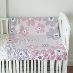 ผ้าห่มสั่งทำใส่ชื่อ Big Flower - Light Pink