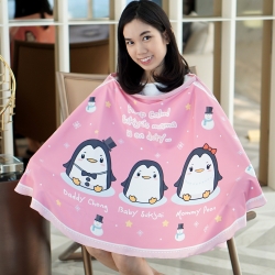 ผ้าคลุมให้นม สั่งทำใส่ชือ ลาย Penguin - Pink