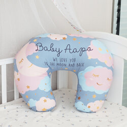 หมอนรองให้นม สั่งทำใส่ชื่อ ลาย Moon - Grey