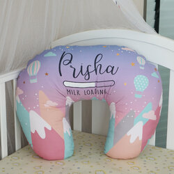 หมอนรองให้นม สั่งทำใส่ชื่อ ลาย Mountain - Lavender