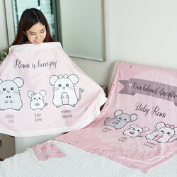 ชุดของขวัญเด็กแรกเกิด ผ้าคลุมให้นม + ผ้าห่มขนาด 75x100cm ลาย Mini Mouse - Pink